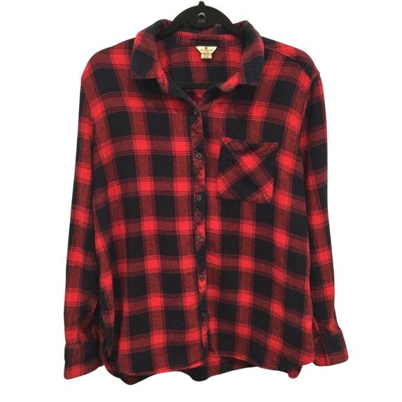 Vintage Woolrich Mens Flannel Button Up Shirt Size XL Red Buffalo Check Cabin - Picture 1 of 9